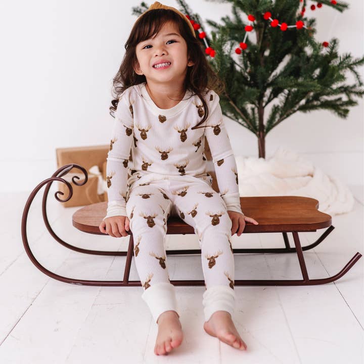 Kiki + Lulu - Wholesale Sleepwear Set - Kids - Waffley Cute Moose Waffle Knit Kids Pajamas