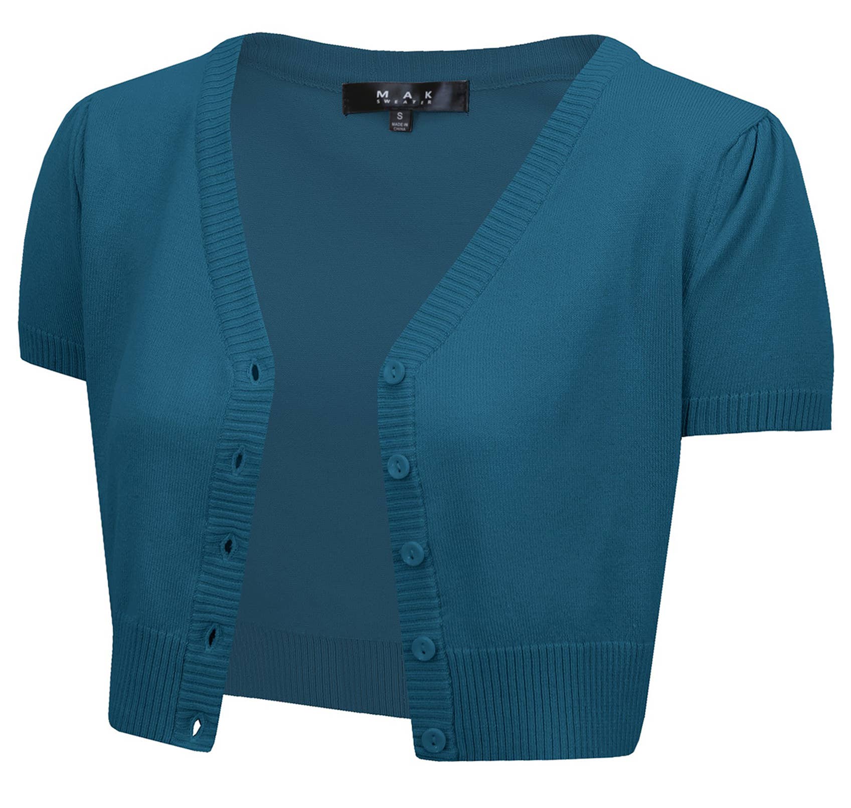Mak - Vente Cardigan – femme - Cardigan boléro court à manches courtes bouffantes et col en V HB213755