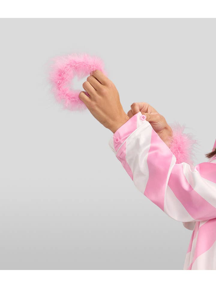 Tipsy Elves - Wholesale Sleepwear Set - Women's - Pink Candy Cane Satin Feather Pajamas - Women's Cute PJ Set3