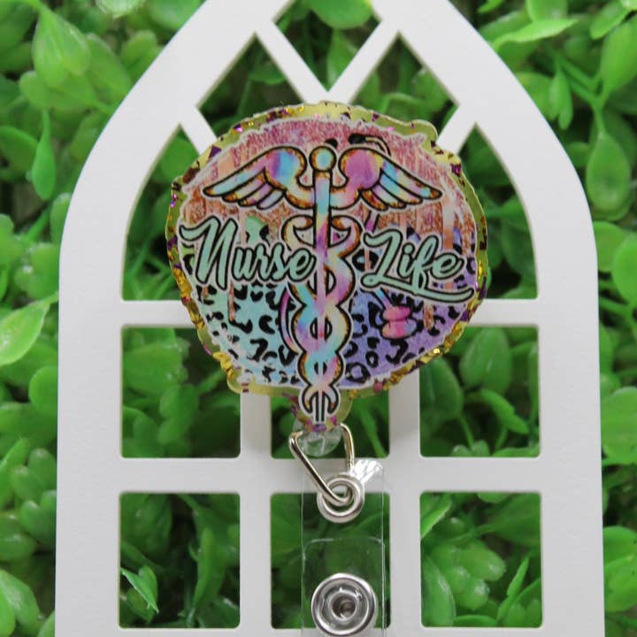 Nurse Life Colorful Leopard Badge/ID Holder Reel for wholesale by Hylidae Boutique