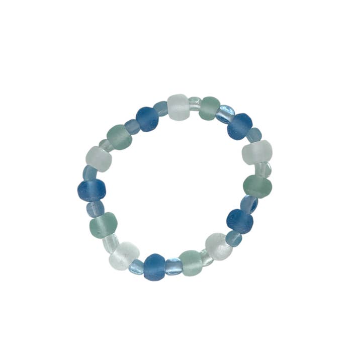 Maka Imports - Wholesale Beaded bracelet - Recycled Sea Beach Glass Stretch Bracelet - Light Mix1