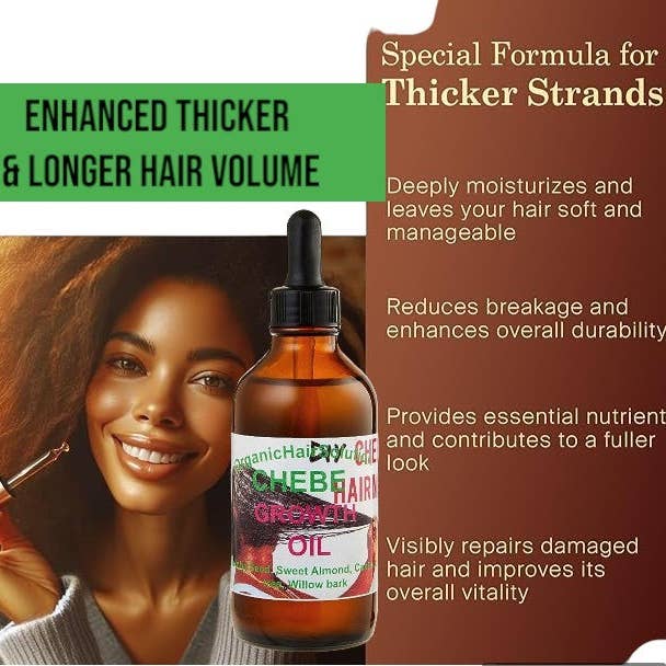 Organic Hair Solution - Wholesale Haarolie - CHEBE Haargroei Dikkere bundel -2in 1-olie- en haarmasker-Haarverdikking- Wilgenschorsolie- Ricinusolie- Mangoboter-Theeboom-Wilgenbast1