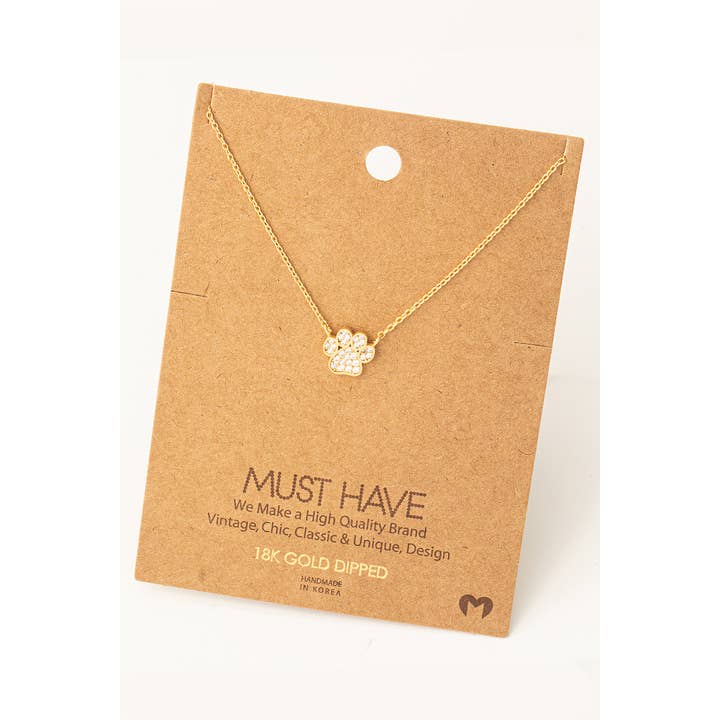 Fame Accessories - Wholesale Pendant/Charm Necklace - Dog Paw Print Charm Necklace