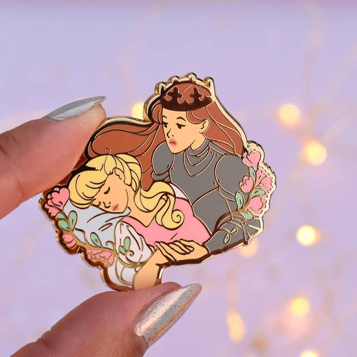 The Moonborn - Wholesale Lapel Pin/Button - Sapphic Sleeping Beauty Enamel Pin