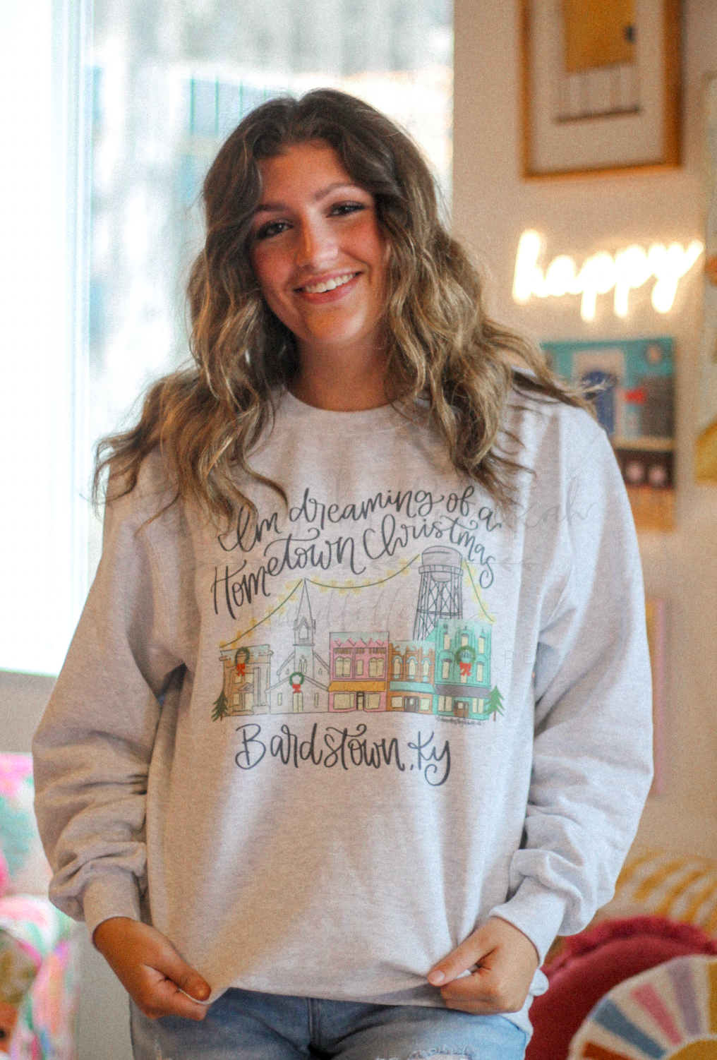 Doodles By Rebekah – wholesale Graphic sweatshirt – Women’s – I'm Dreaming of a Hometown Christmas - Custom Town Sweatshirt & Tee1