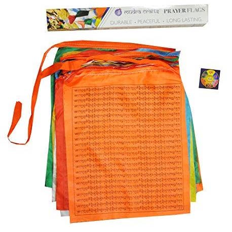 Mandala Crafts - Wholesale Banner - Tibetan Prayer Flag, Himalayan Lungta Windhorse Hanging Banner on a String for Decoration; by Mudra Crafts4