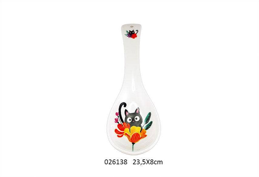 Faye - Wholesale Table Spoon (Cutlery) - Spoon Rest 'Pansy' L. 23.5 X 8 cm0