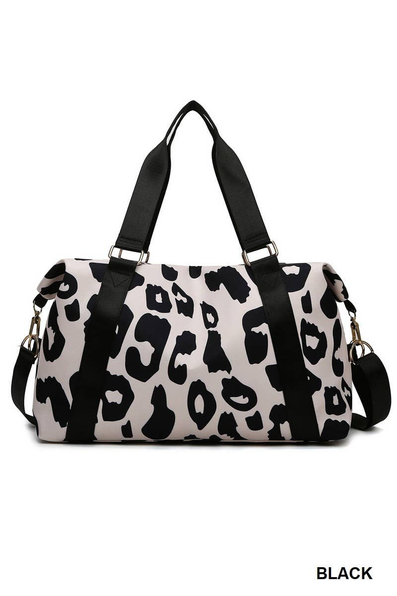 BLACK Leopard Print Large Weekend Travel Duffle Bag for wholesale on Faire4