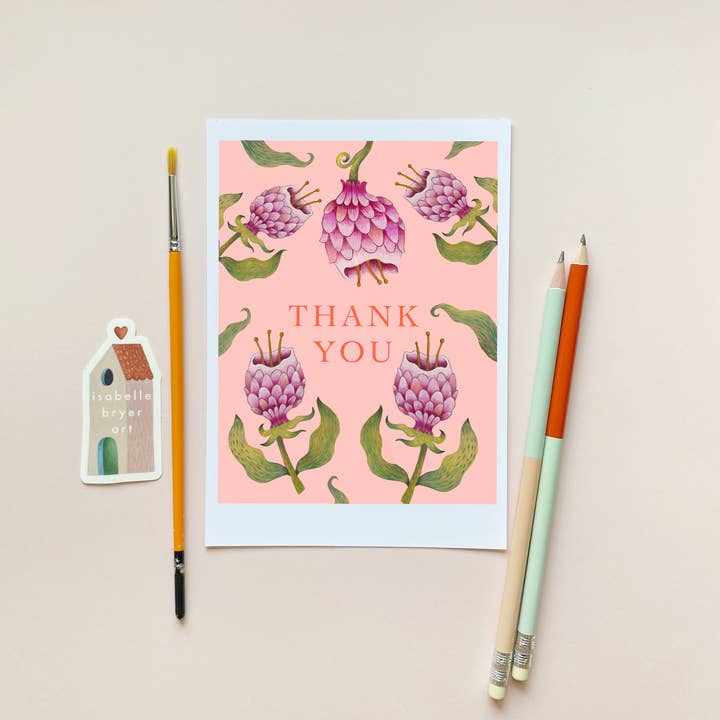Isabelle Bryer Art – wholesale Tackkort – Konstiga blommor tackkort – Surrealistisk blå botanisk