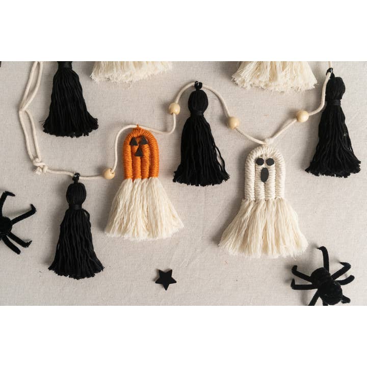 BeanDaikon - Vendita all'ingrosso Bandierine/Ghirlande - Ghirlanda Fantasma Decorazione da Parete in Macramè per Accento Festivo in Casa U1313