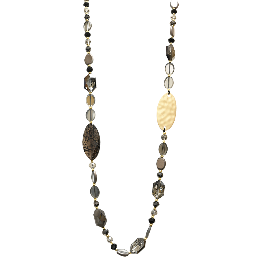 AMORINO SRL - Wholesale Beaded/Pearl Necklace - ADJUSTABLE NECKLACE WITH STONES AND CRYSTALS - HZM24144A2720