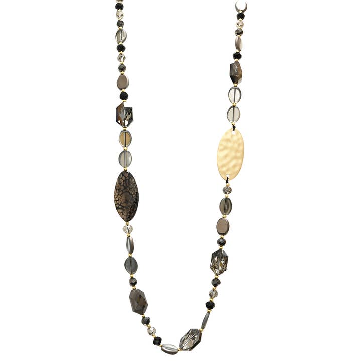 AMORINO SRL - Wholesale Beaded/Pearl Necklace - ADJUSTABLE NECKLACE WITH STONES AND CRYSTALS - HZM24144A272