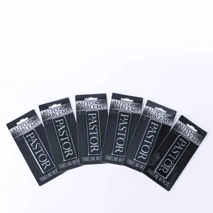 Swanson Christian Products - Wholesale Car Decorative Charm - Unisex - Auto Emblem - Pastor - Silver - Pk62