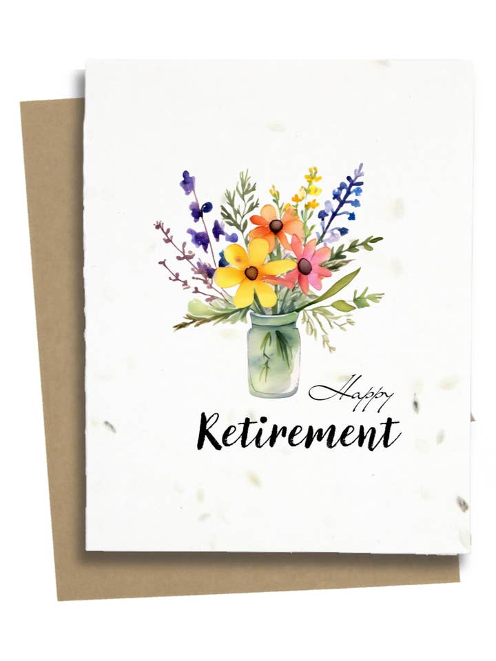 Happy Retirement Card With Flowers for wholesale by Greet n' Grow Plantable Cards