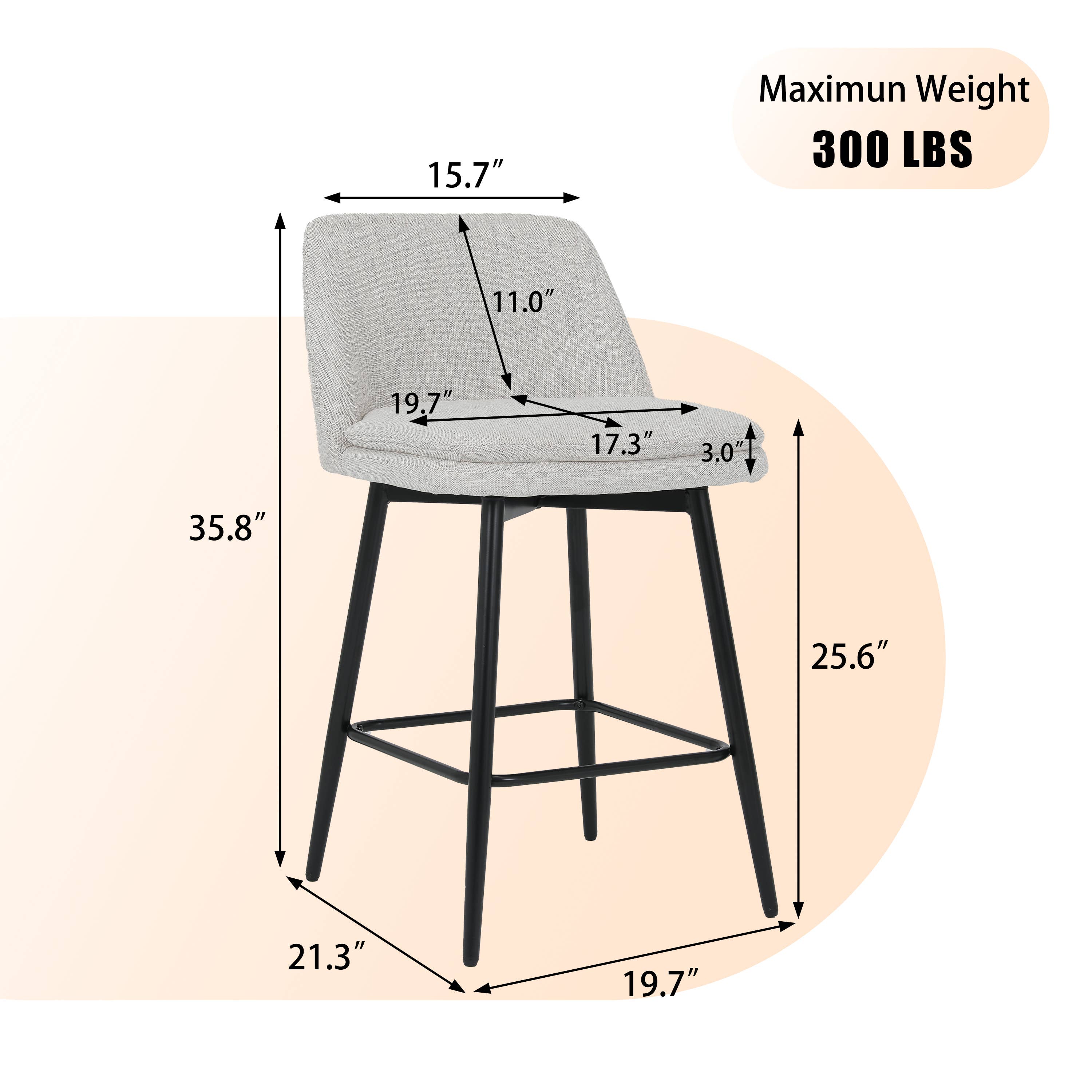 HOMYCASA DESIGN INC - Vente Tabouret - Tabourets de Comptoir Pivotants Ensemble Hauteur 26" Option Lin/Cuir PU34