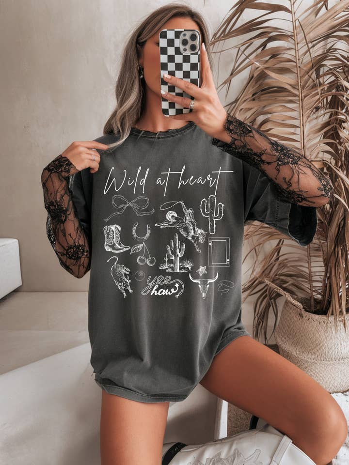 T-shirt Sauvage par Nature, T-shirt Western, T-shirt Saint-Valentin Western pour la vente par Bar Tabs Wholesale