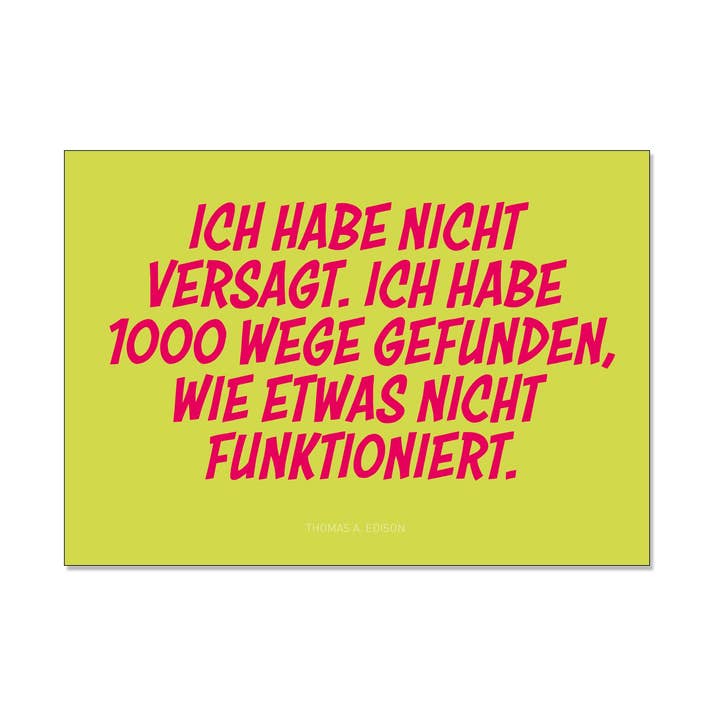 Postcard "I have not failed. I've just found 1000 ways that won't work." for wholesale by Langelütje