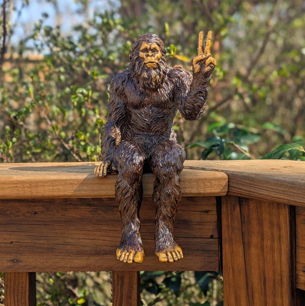 John Bernard & Company - Wholesale Decorative Figurine - Bigfoot Peace Sign Sasquatch Statue 10 inch H Shelf Sitter8