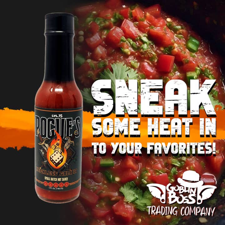 Goblin Boss Trading Company - Wholesale Pikante saus - Rogue's Reckless Gambit Hot Sauce | TTRPG Fantasy-Thema2