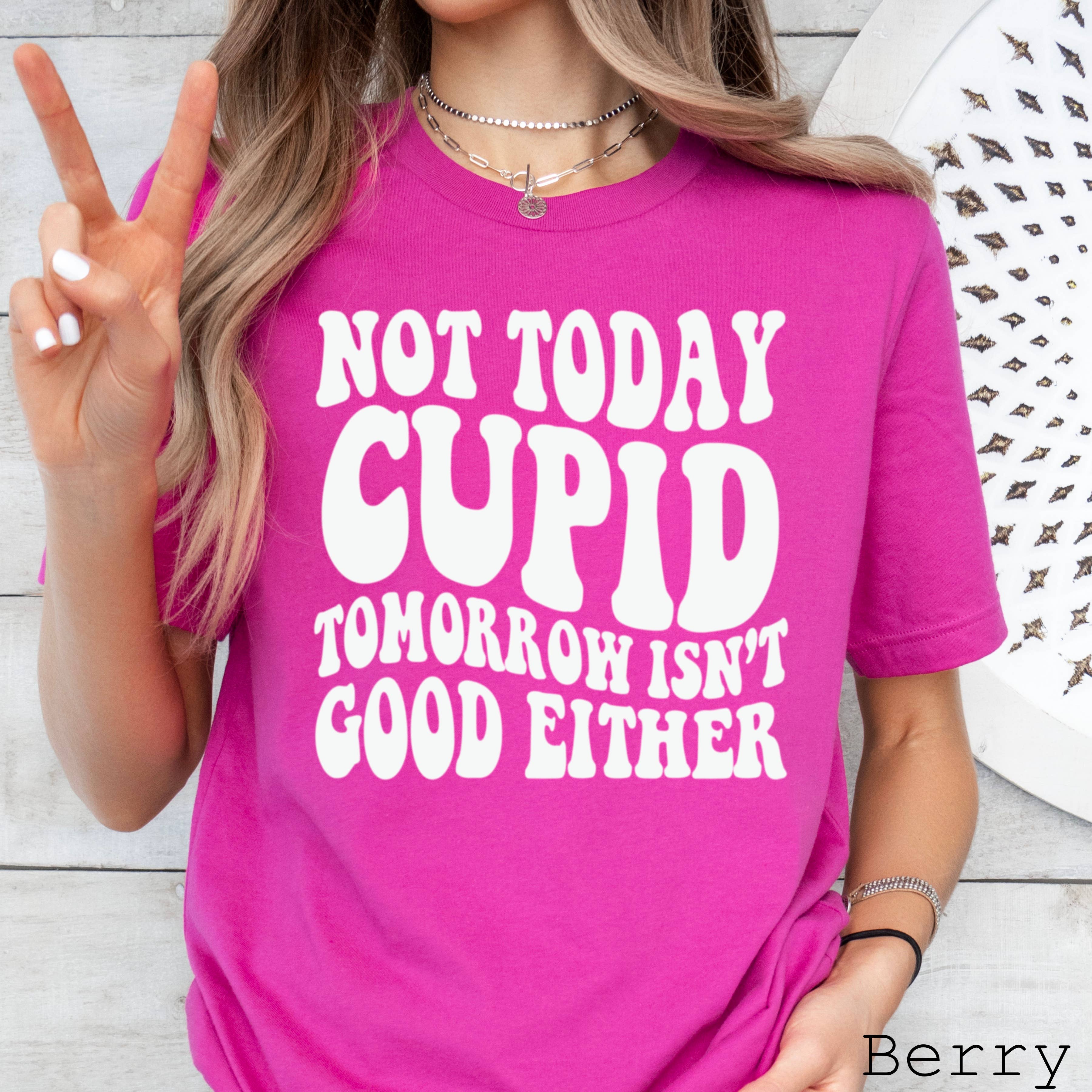 Shoppe SHC - Wholesale Screen Printed T-Shirt - Women's - Not Today Cupid Valentine's Day Graphic Tee | Bella Canvas 6