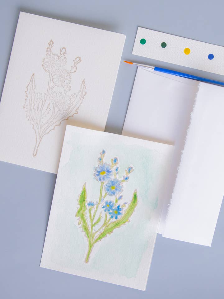 Kit artistico per carte acquerello Chicory 5x7 per la vendita all'ingrosso da parte di Ashes & Arbor