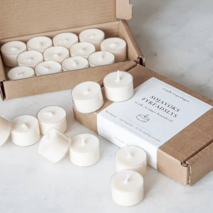Candle Copenhagen – wholesale Tapered candle/candlestick – Tealights 12 pcs. - Soy wax0
