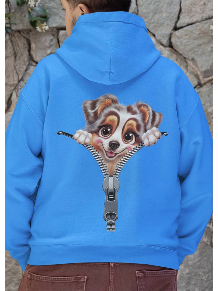 Zombie Paws – wholesale Hoodie – Unisex – Dog Pullover Hoodie - back print only - Australian Shepherd