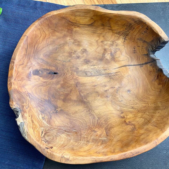 Tuckahoe Hardwoods - Wholesale Bowl - Large Live Edge Salvaged Teak Bowl - Hand Carved Wood Bowl2