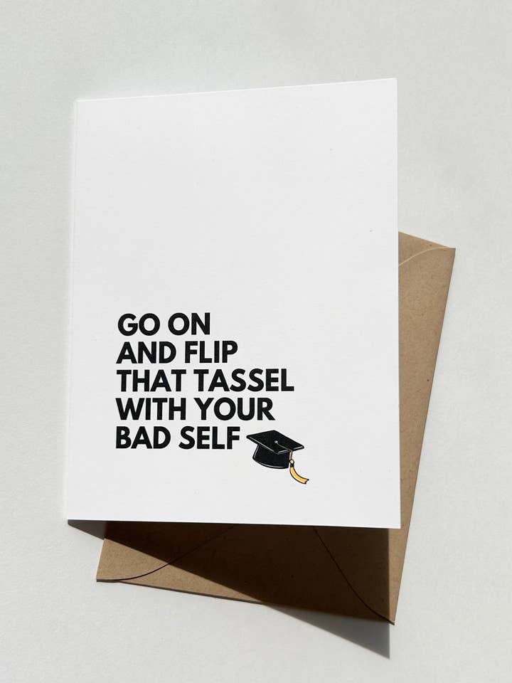 Funny Graduation Greeting Card Go on and Flip That Tassel for wholesale by Five Dot Post