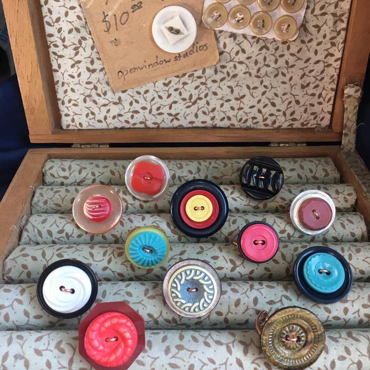 Vintage Button Ring Assortment Adjustable Band for wholesale by Open Window Studios