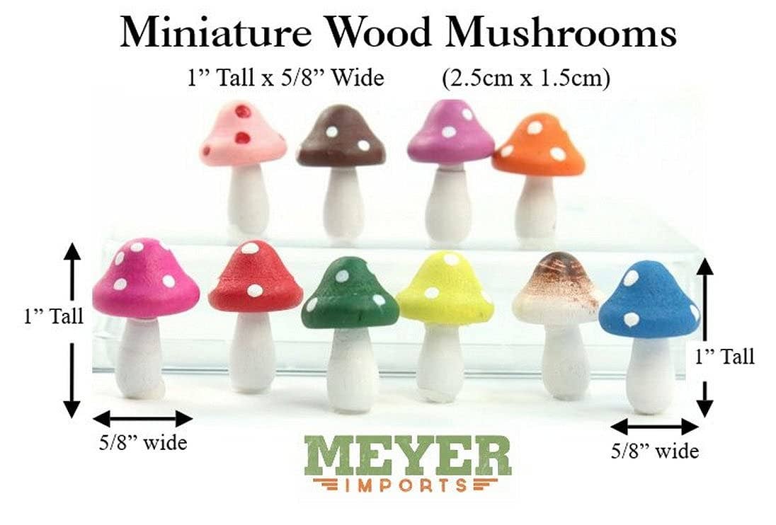 Multicolor Minidecoración de hongos de madera de Meyer Imports (paquete de 10 unidades) de venta al por mayor en Faire1