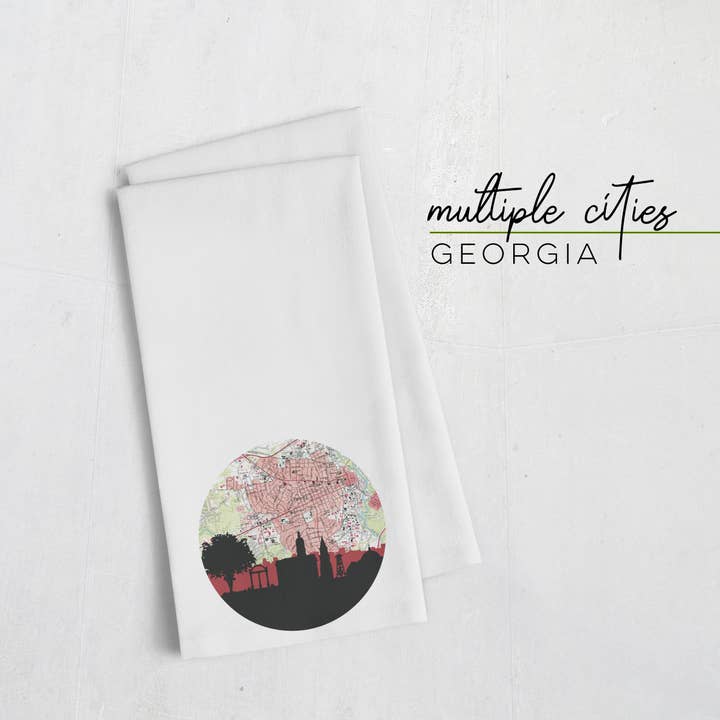 Georgia city skyline tea towel | Multiple Cities for wholesale by Paperfinch Design