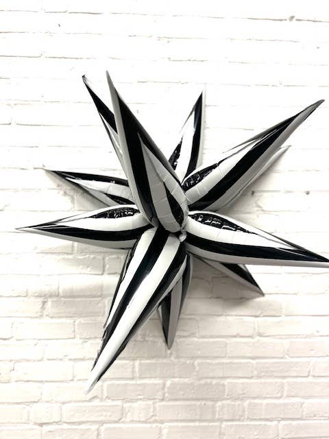 Burst Party Co – Engroshandel Ballon – Sort & Hvid Stribet Stjerneballon 40"