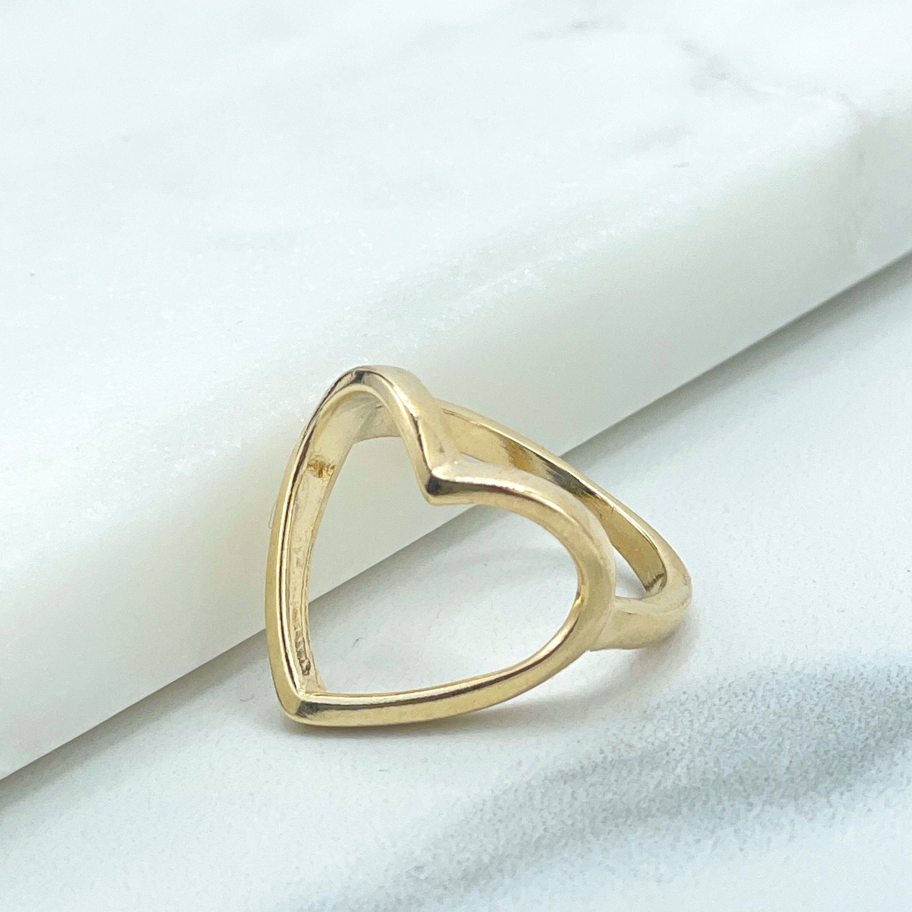 DIJU Jewelry - Wholesale Band/Stacked Ring - 18k Gold Filled Cutout Heart Shape Ring, Romantic Jewelry, Gift for Women, Wholesale Jewelry Making Supplies0