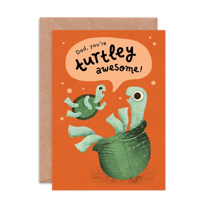 Turtley Awesome Father's Day Card | Funny Dad Greeting Card for wholesale by Emily Nash Illustration Greeting Cards