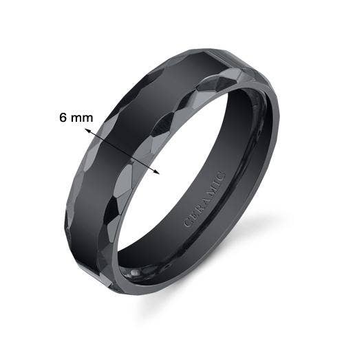 Peliani - Wholesale Band/Stacked Ring - Premium Black Ceramic Unisex Ring Band 6mm Size 61