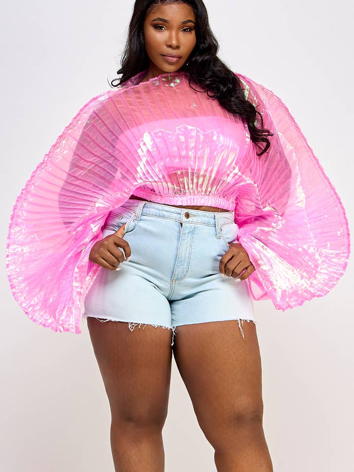 Plus, plissiertes, transparentes Crop-Top und Tube-Top im Set für den Großhandel von Namatt Design