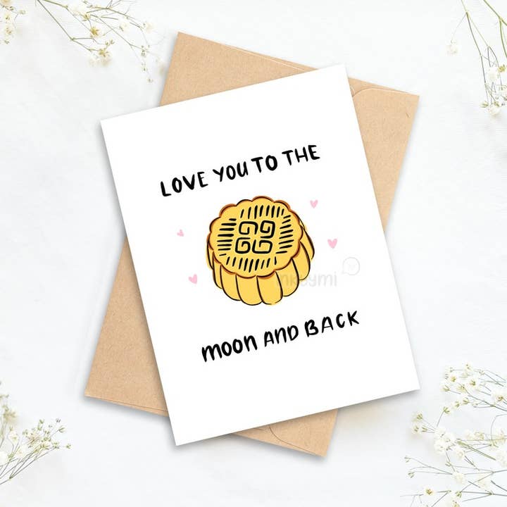Grußkarte „Love You To The Moon and Back“ für den Großhandel von inkbymi