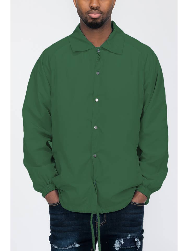 WEIV - Wholesale Jacket - Men's - Solid Coachs Jacket Snap Button Closure5