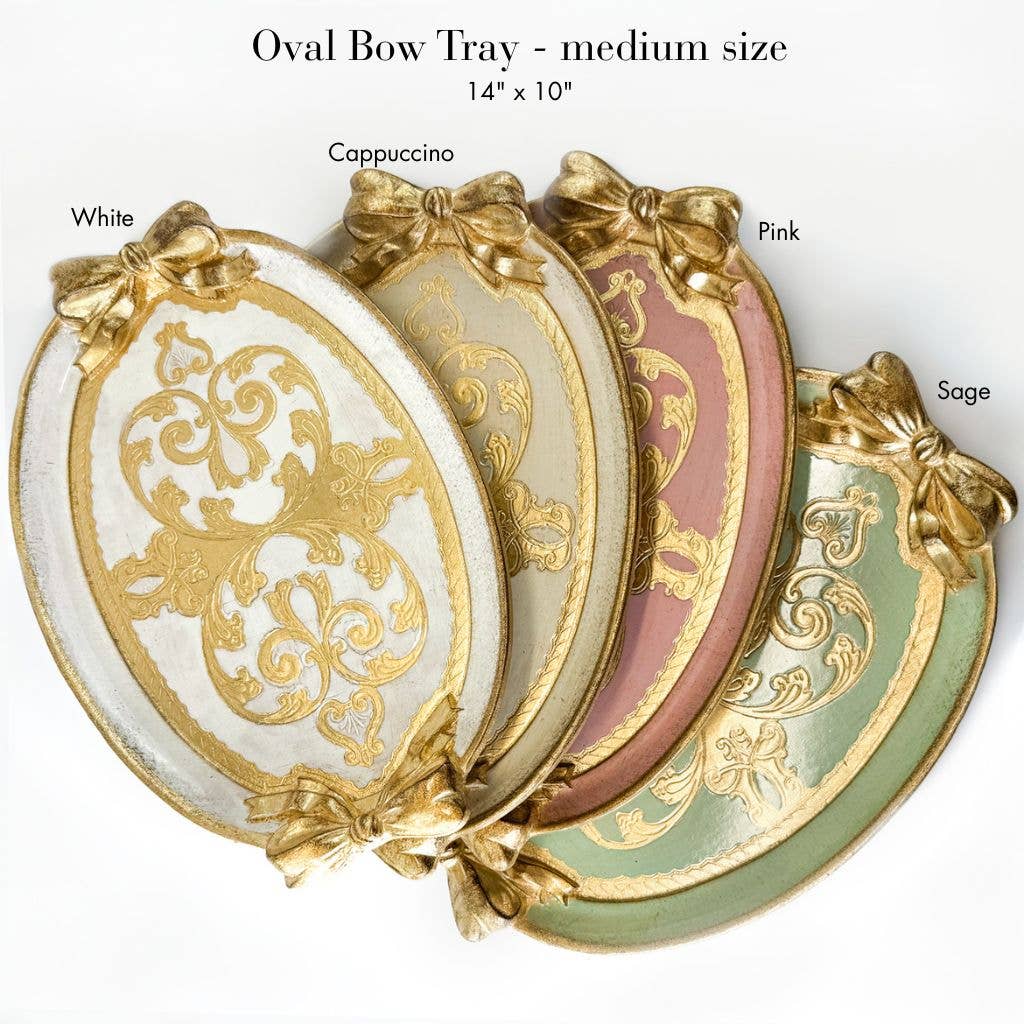 Via Graceffo - Wholesale Decorative Tray - Florentine Carved Oval Bow Tray, Made in Italy2