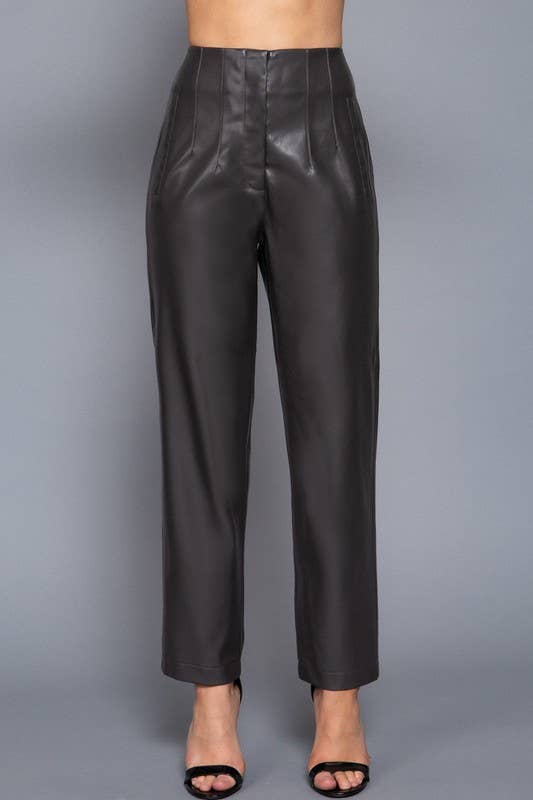Lemon Tree - Wholesale Pants - Women's - HIGH WAIST SLIM FIT FAUX LEATHER LONG PANTS9
