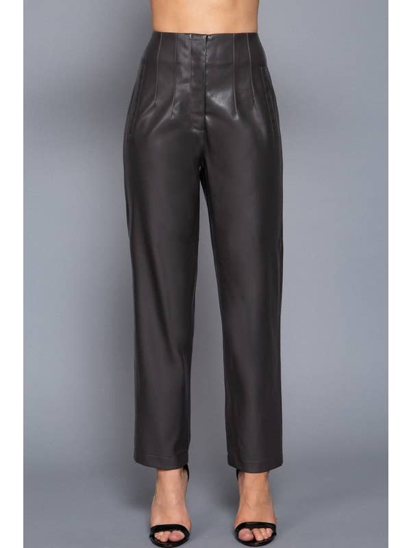 Lemon Tree - Wholesale Pants - Women's - HIGH WAIST SLIM FIT FAUX LEATHER LONG PANTS9