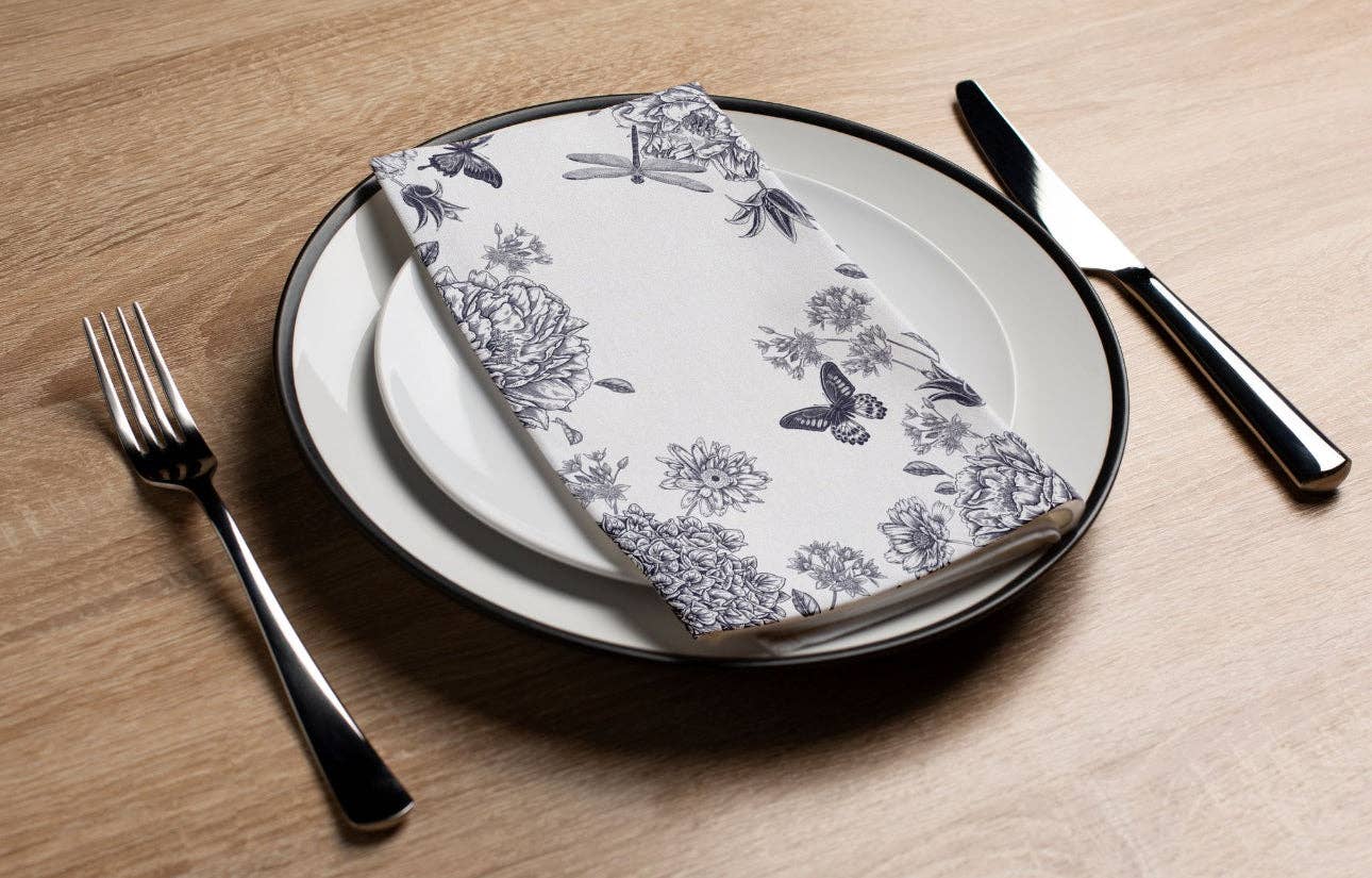 Altoonastore - Wholesale Disposable Napkin - Dragonfly Toile Black - Printed Guest Towel0