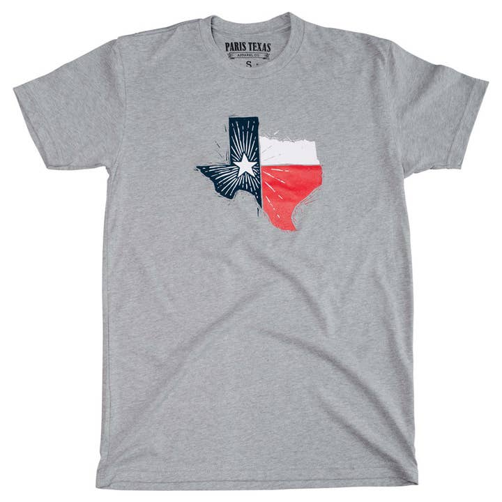 Texas State Flag T-Shirt - Heather Gray for wholesale by Paris Texas Apparel Co.