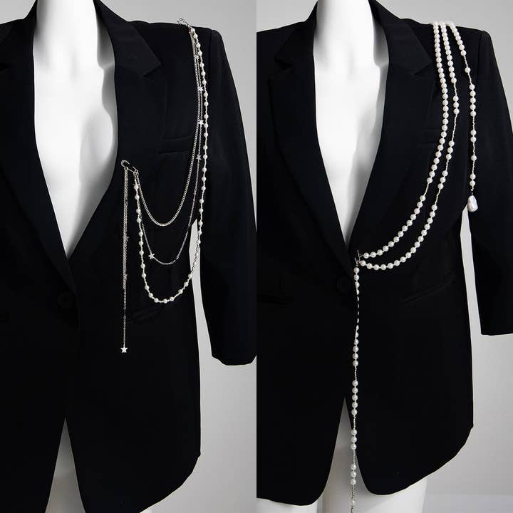 Broche de Cadena con Borla de Imitación de Perla Creativa Estilo Ins Colgante de Estrella para venta al por mayor de DREAM VERA APPAREL