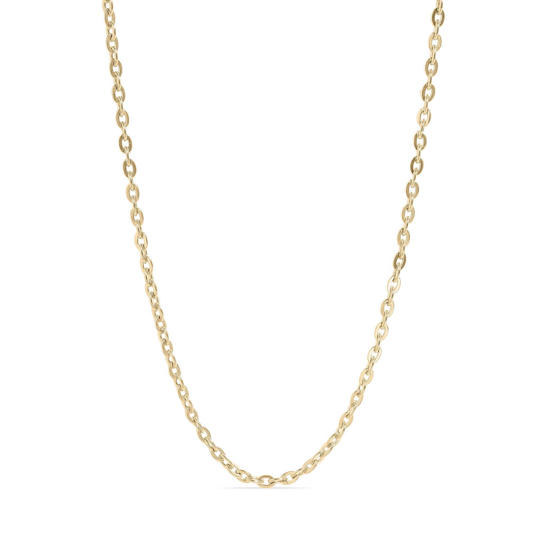 WJW - Wholesale Link & Chain Necklace - 18K Gold PVD Stainless Steel Flat Oval Loop Chain5