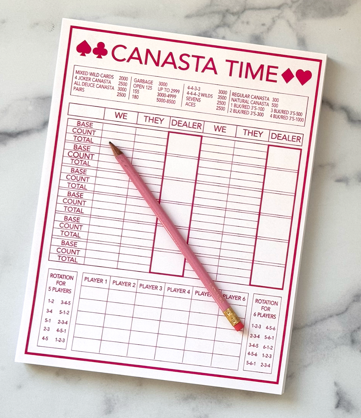 Lined Design - Wholesale Notepad - Canasta Time Score Pad0