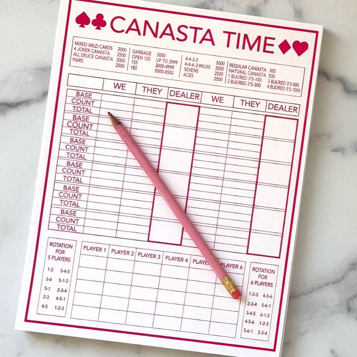 Lined Design - Wholesale Notepad - Canasta Time Score Pad