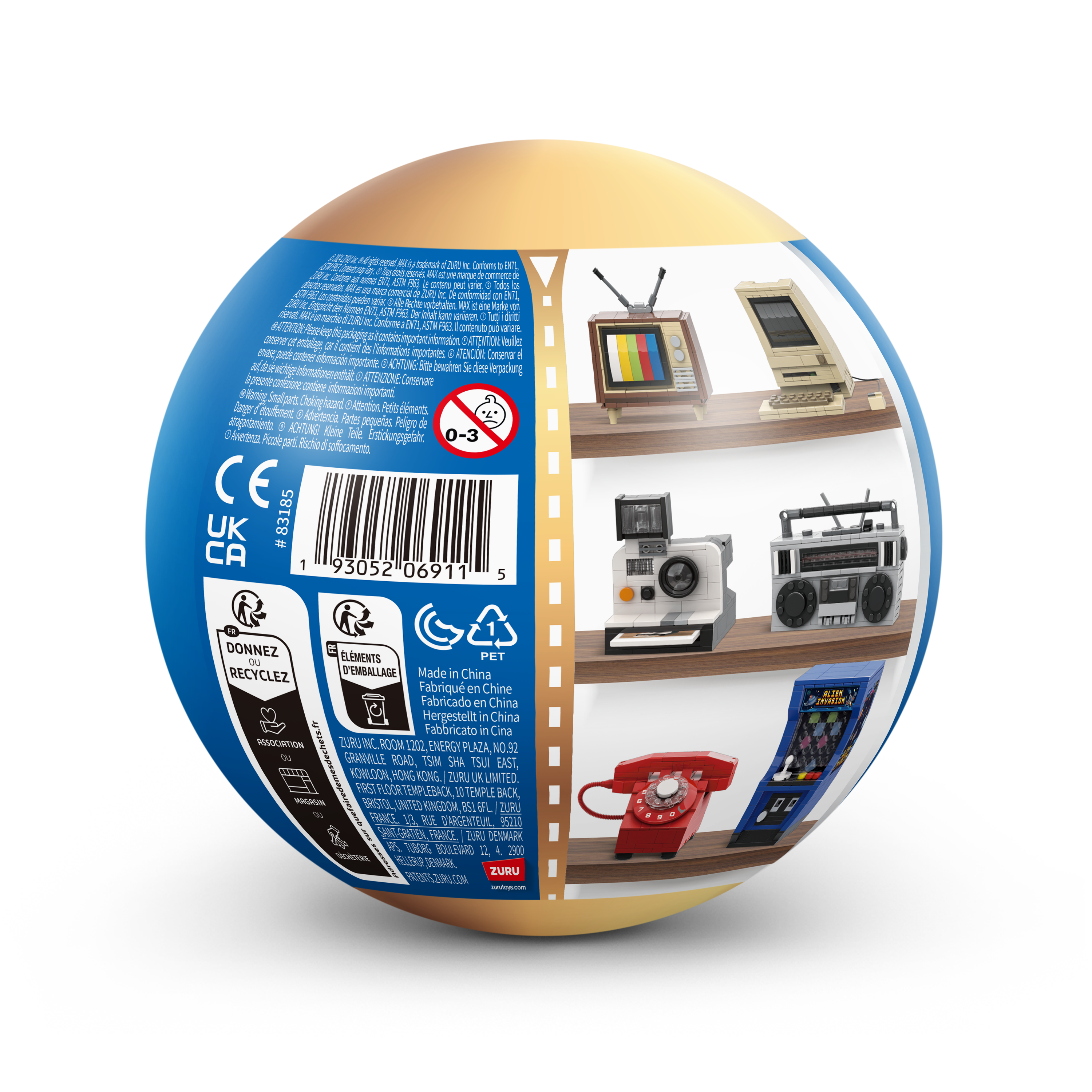 The Zoofy Group , LLC - Wholesale Build-a-Toy - Kids - ZURU MAX PREMIUM BRICKS RETRO CONSTRUCTION 15 PC PDQ15