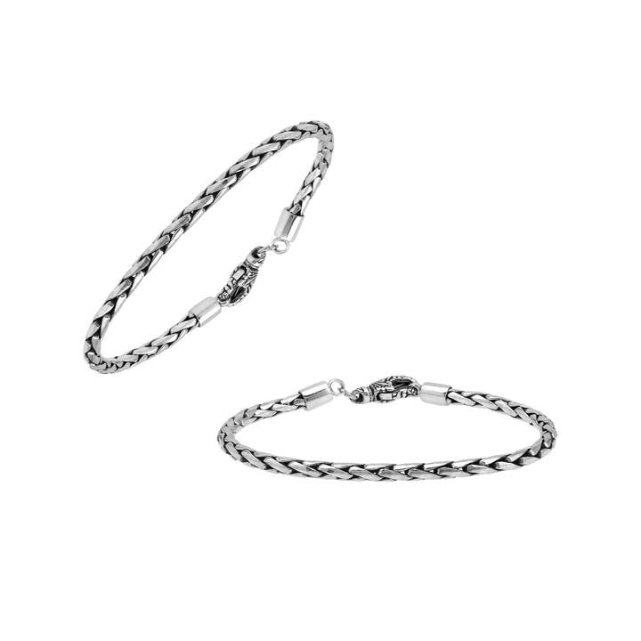 AB-1002-S-3.5MM Sterling Zilveren Tarweketting Armband Handgemaakt Stuk Karabijnsluiting voor wholesale door Bali Designs